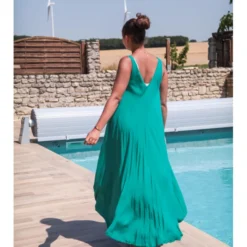 Robe Milena 9 Robe Milena -Étoffe Belle Soldes Boutique 18011 bleu canard atelier de mila 4