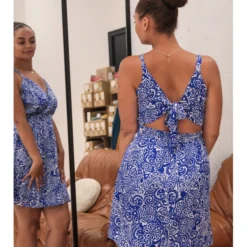 Robe Eva -Étoffe Belle Soldes Boutique mj28258 bleu majolica 2
