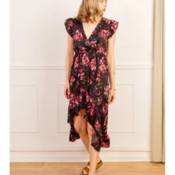 Robe Longue Heidi -Étoffe Belle Soldes Boutique r1998 noir violet in april 4