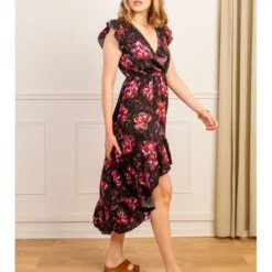 Robe Longue Heidi -Étoffe Belle Soldes Boutique r1998 noir violet in april 5