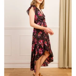 Robe Longue Heidi -Étoffe Belle Soldes Boutique r1998 noir violet in april 6