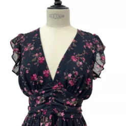 Robe Longue Zelie -Étoffe Belle Soldes Boutique r2171 noir fushia in april 9