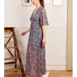 Robe Yris -Étoffe Belle Soldes Boutique r2337 bleu in april 2