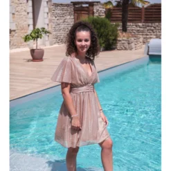 Robe Mylena -Étoffe Belle Soldes Boutique r2603 doree in april 2