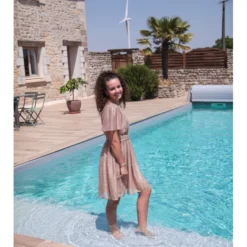 Robe Mylena -Étoffe Belle Soldes Boutique r2603 doree in april 3