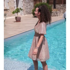 Robe Mylena -Étoffe Belle Soldes Boutique r2603 doree in april 5