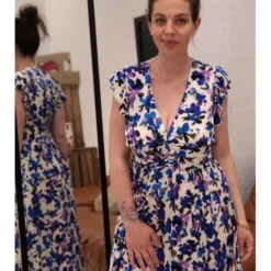 Robe Marie -Étoffe Belle Soldes Boutique r2756 bleu in april 2