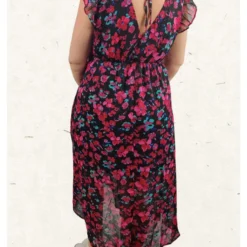 Robe Aziza -Étoffe Belle Soldes Boutique r2761 fushia in april 2