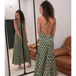 Robe Oleron -Étoffe Belle Soldes Boutique r2832 vert in april 5