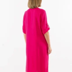 Robe Lin Uni Celia -Étoffe Belle Soldes Boutique ro16555 rose coline 2