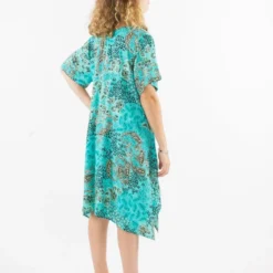 Robe Olinda -Étoffe Belle Soldes Boutique ro17168 turquoise coline 2